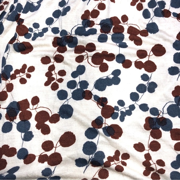 Anthropologie Cream and Blue and Burnt Orange Leaf Blouse Size S - Picture 6 of 9